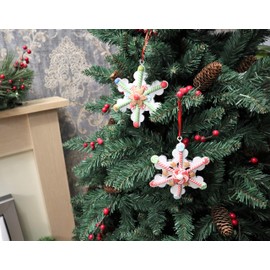 SHATCHI Christmas Tree Hanging Snowflakes Decorated with Candy Lollypop Xmas Tree Wall Home Décor Ornaments 2pcs Set,Multi-colour,12x12cm