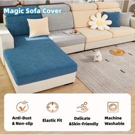 Yoovat Yoovat Magic Sofa Covers Magic Sofa Couch Covers 2024 New Wear-Resistant Universal Sofa Cover Stretch for Sectional Slipcovers (Texture-Light Coffee,Back Cover L)