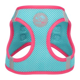 PHOEPET Step-in Dog Harness,Reflective Adjustable Dog Vest Harness, Soft Pet Walking Jacket with 2 Metal Leash Hooks for Dog and Cat(Mint Green Base & Pink Straps,XL)