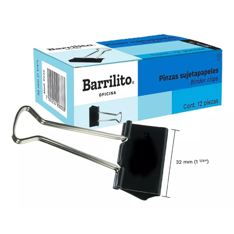 Barrilito Sujeta Documentos Barrilito Mediano 32mm 1 1/ 4 Caja