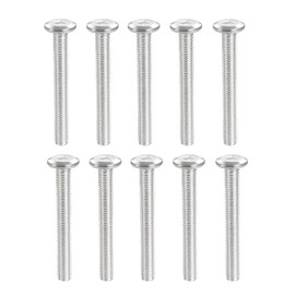 Bonsicoky 10 Pcs M6-1.0 x 50mm Flat Round Head Hex Socket Cap Screws Bolts, 304 Stainless Steel Connection Bolts Screws for Furniture, Bed, Chairs
