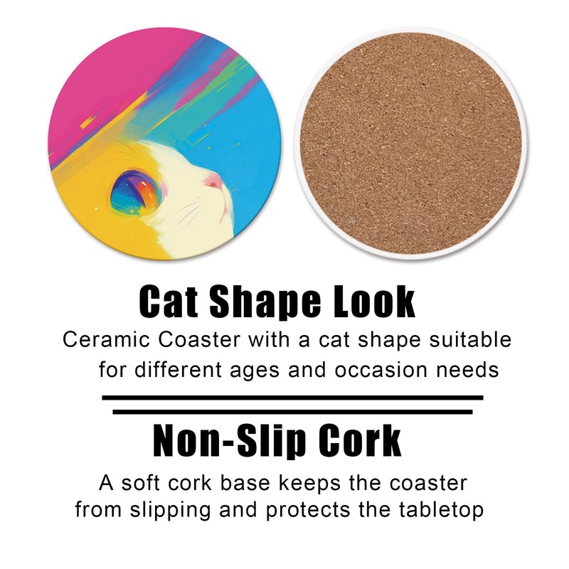 Ceramic Coasters Set of 6 with Holder Absorbent, Non-Slip Drink