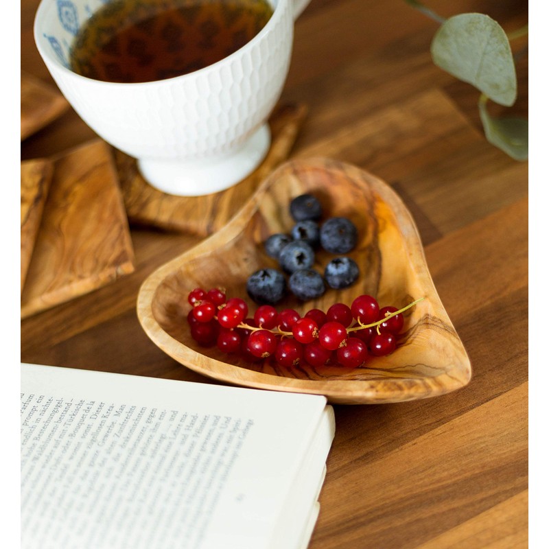 Benera Olivenholz Schale in Herzform Als Ablage Snackschale oder Deko