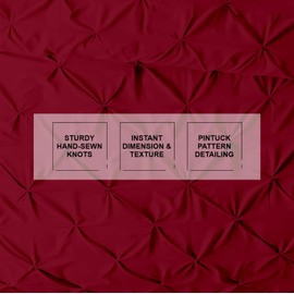 Kotton Culture 600 Thread Count Pinch Pleated Duvet Cover Only 100% Egyptian Cotton Breathable All Season Comforter Cover with Zipper Closure & Corner Ties Sateen Weave (Burgundy, King)