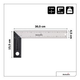 Hultafors Angle Light 305 mm x 45 mm Stainless Steel I Tolerance of ±0.06° I 45°/90°/135° I Measuring Function of Lengths and Angles I Made in EU I 310503