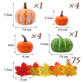 SITUMEIZI 85 Pcs Fall Mini Pumpkin Decorations Pumpkin Decor with Maple Leaves for Farmhouse Harvest Thanksgiving Party Table Decor