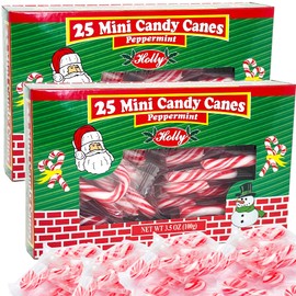 Mini Candy Canes Peppermint, Individually Wrapped - Flavored Red & White 2 Inches (50 Count (2-25 Packs))