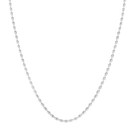 Savlano 925 Sterling Silver Oval Rice Bead Strand Chain Necklace For Women - Made in Italy Comes With a Gift Box (22, 1.8mm)