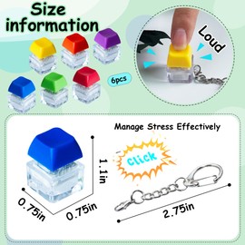 6 Pack Keyboard Fidget Toy Keyboard Fidget Keychain Keyboard Decompression Button Finger Clicker Toys, Button Stress Relief Fidget Gifts for Adult to Relief Stress (Mix Bright)