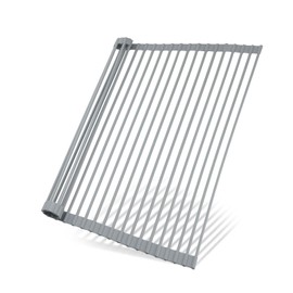 SAOSHYPEI Roll Up Dish Drying Rack,Over The Sink Dish Drainer Anti-Slip Dish Racks for Kitchen Counter,Silicone Coated Steel Multipurpose Space Saving for Kitchen,20.5" x 13.1", Grey