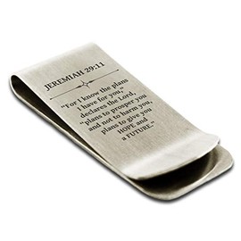 Stainless Steel Hope and Future Jeremiah 29:11 Money Clip Credit Card Holder