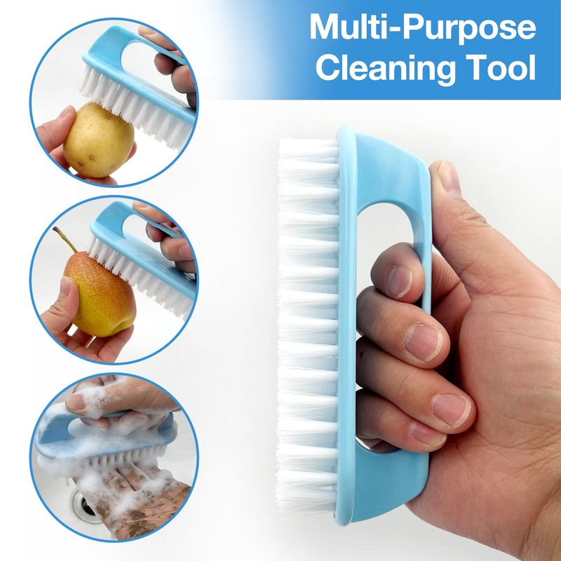 Large Perfect-Grip Hand & Nail Cleaning Brush with Four-Finger Handle,