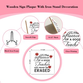 Wooden Teacher's Day Gift Table Plaque Sign with Stand Decoration, Thank You Gift, The Influence of a Good Teacher can Never be Erased Shelf Desk Ornament, Home Office Party Table Centerpiece -10