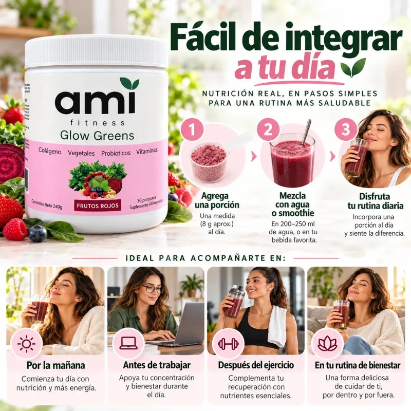 Polvo Vegetal Con Colágeno 240 G Para 30 Porciones Nutrición