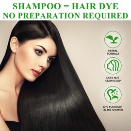 Black Hair Dye Shampoo 3-in-1 for Women and Men, Color Shampoo for Gray Hair Coverage, Dye Semi Permanent Hair Color, Natural Plant Ingredient for Deeply Nourishing