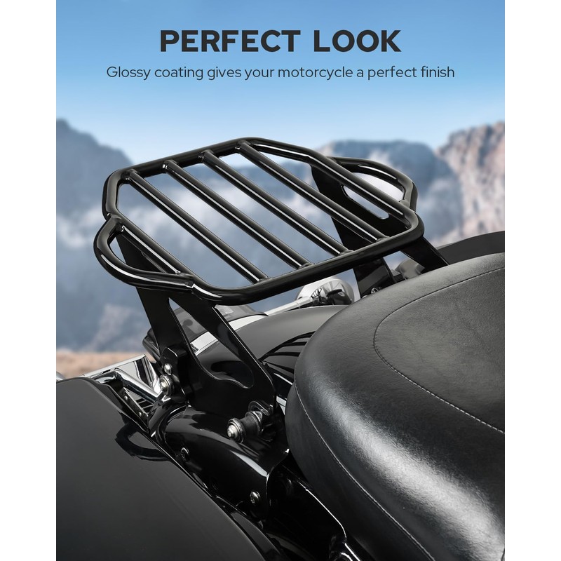 Benlari Gloss Black Detachable Luggage Rack 2-Up Mounting Rack Compatible