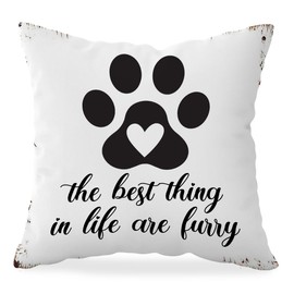 HONLUNG Dog Lover Gifts for Women,Dog Pillow Cover 18x18,Funny Dog Paw Print Decorative Throw Pillow Case,Dog Paw Throw Pillow Covers Decoration for Bedroom Room Sofa Couch