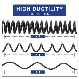 ERGAOBOY Black 10 m PU Air Spiral Hose with 8 mm Outer Diameter (with Quick Coupling and Plug Nipple, Hose Material Made of PU)