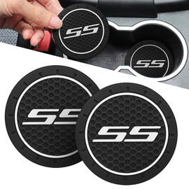 Aooloysky Car Cup Holder Coasters, 2PCS 2.75 Inch White Coasters for Chevy Camaro SS Cars Accessories, Car Cup Holder Coasters for Chevy Car Interior Accessories, Car Coasters for Chevy Owners
