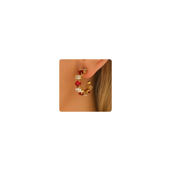 AVEKENY Gold CZ Stud Earrings for Women 18K Gold Plated