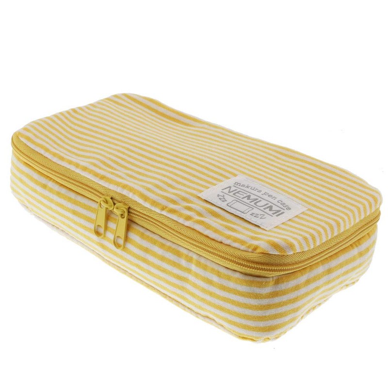 Sun-Star Stationery Pen Case NEMUMI Pillow Pen Case Border Yellow