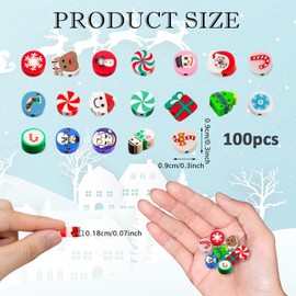 IHLOOTD Christmas Beads Pack of 100 Christmas Beads Christmas Clay Beads Polymer Clay Beads for Making Bracelets Necklaces DIY Gifts Family Friends Children