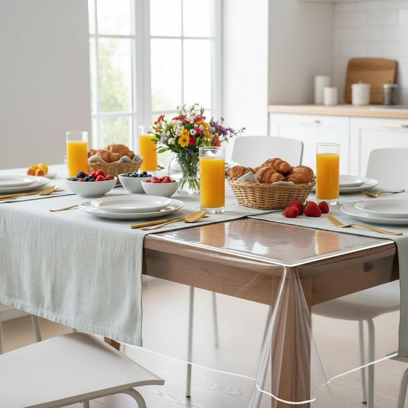VITA PERFETTA Tablecloth Protector, PVC Transparent (180 x 180 cm)