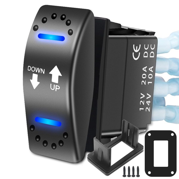 Recoil LAS2 DPDT 20A 12V DC Motor Polarity Reversing Momentary Rocker ...
