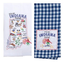 KayDeeDesigns 2 Piece Kay Dee Home State of Indiana Embroidered Kitchen Towel Bundle, Multicolored