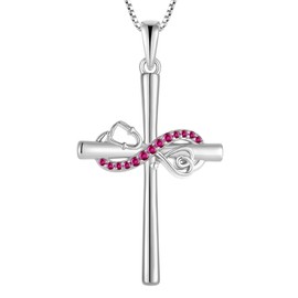 STARCHENIE Women's Stethoscope Cross Necklace Sterling Silver Infinity Cross Pendant Nurse Doctor Jewelry Graduation Gift for Medical Student Created Ruby