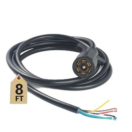 TrailesHom 8 Feet 7-Wire Trailer Adapter Cord for RV，Heavy Duty 7 Way Trailer Plug，7 pin Trailer Wiring Harness