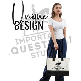 InnoBeta Equestrian Gifts for Women, Equestrian Equipment Tote Bag with Top Zipper Closure and Shoulder Strap