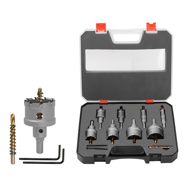 YOSIGHT 9Pcs TCT Hole Saw Kit, Triangular Shank Metal Steel