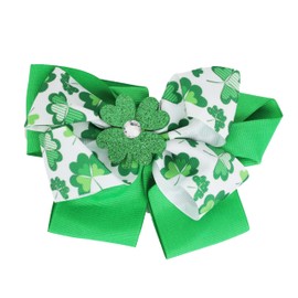St Patricks Day Hair Bow Clip with Shamrocks for Girls 1 Piece (Large Shamrocks)