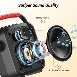 Portable Karaoke Machine with 2 Microphones, TONOR Karaoke Machine for Adults with 5400mAh Battery, Bluetooth 5.0 Karaoke Speaker Set Supports BT/TF/USB/AUX, Rechargeable PA System with TWS/FM/REC K7