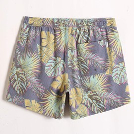 MaaMgic Men's Swimming Shorts, Vintage Retro Board Shorts, Quick-Drying with Mesh Lining and Adjustable Drawstring, Reusable - Grey leaves Flowers, size: s