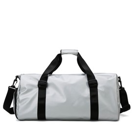 Gym Bag for Men Women Travel Bag with Shoe Compartment and Wet Compartment, Large Capacity Weekend Overnight with Shoulder Strap for Gym Travel Camping (Silver)