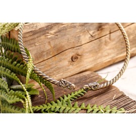 Vikings Hugin & Munin Choker Diameter 13.5 cm Raven Necklace Handmade Bronze, Bronze