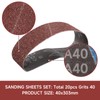 40 x 303 mm sanding belt set, 20 pieces, grit