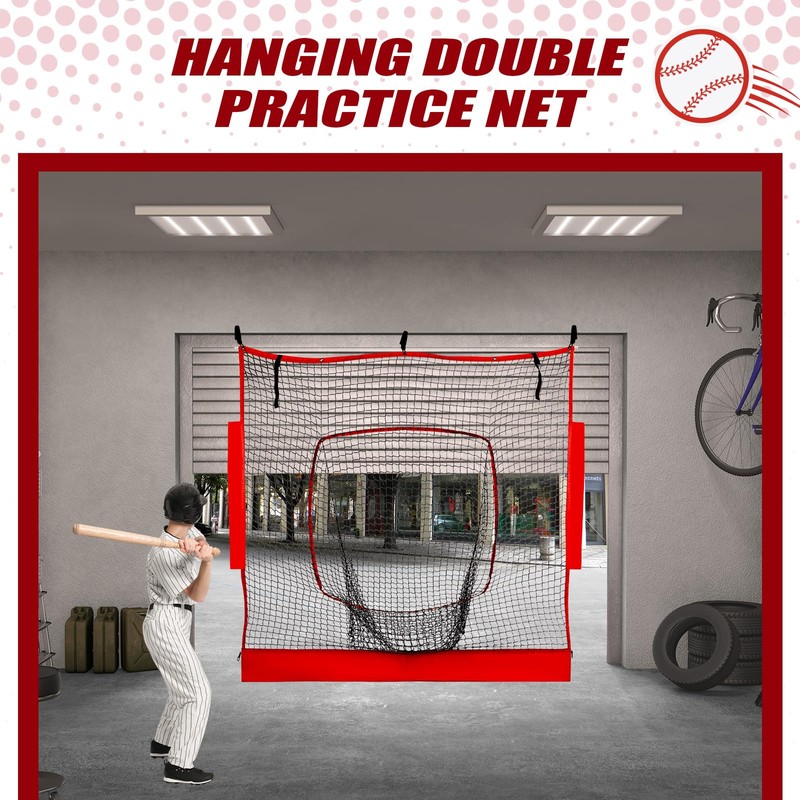 RoundFunny Hanging Baseball Net (Net Only) 7x7 ft Baseball Softball