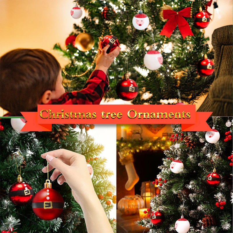 6cm 12pcs Santa Claus Christmas Ball Ornaments Set Decorative Tree
