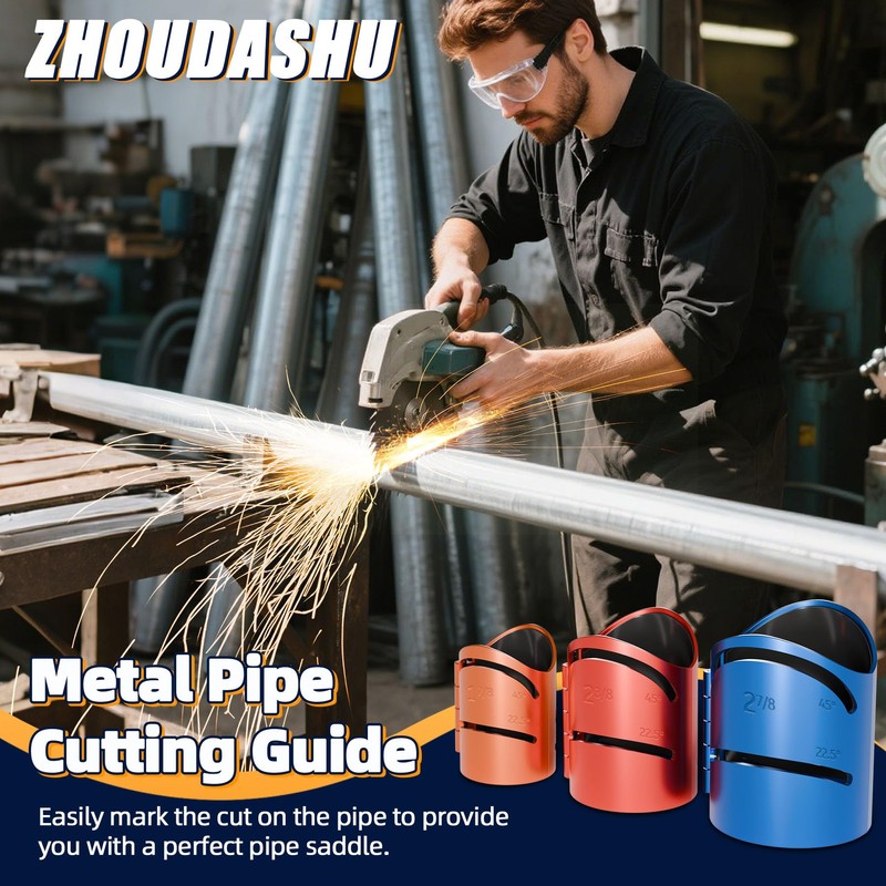 ZhouDaShu Pro Pipe Cutting Guide Kit, Metal Pipes Saddle Template
