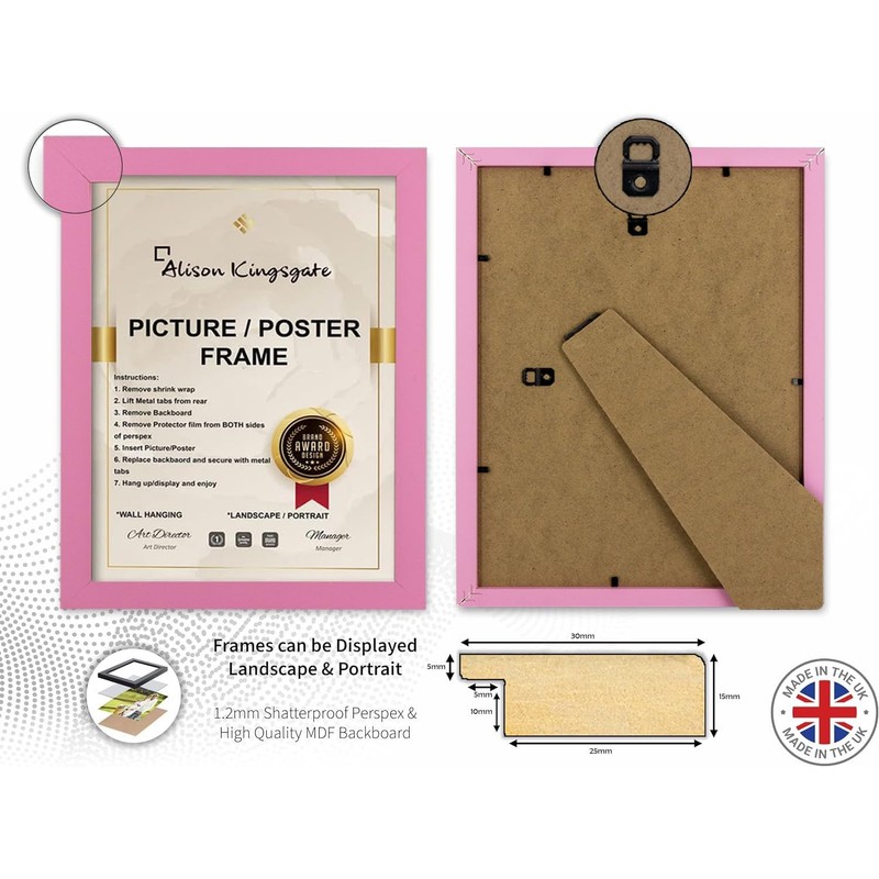Alison Kingsgate Pink A4 Frame In Size 29.7x21cm - Pink
