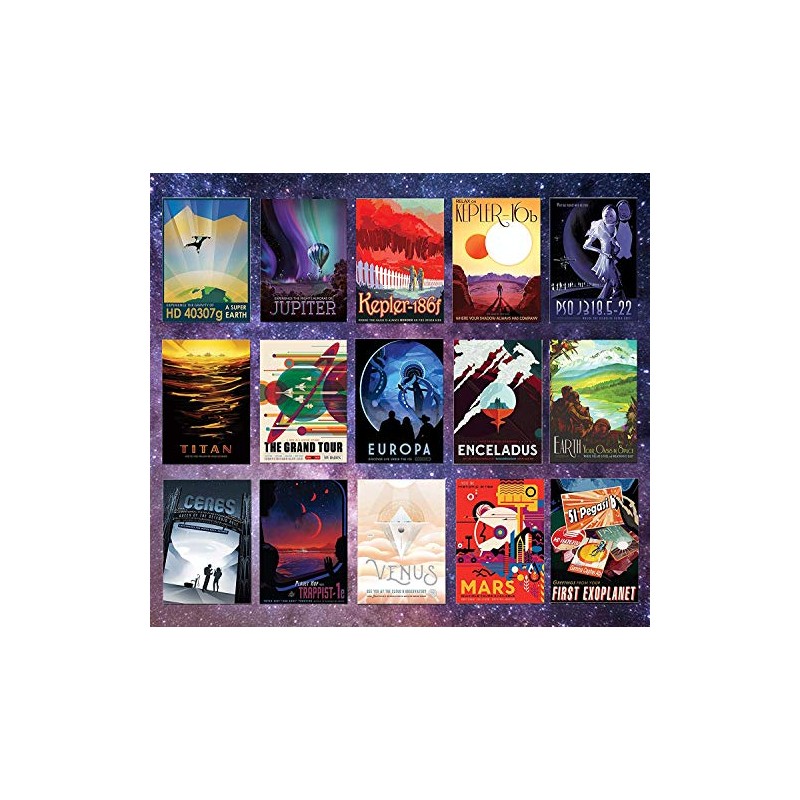 Nasa Vintage Space Travel Posters Pack of 16 A4 and