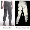 LZLRUN Men Rave Reflective Pants Breathable Zipper Fluorescent Trousers Casual