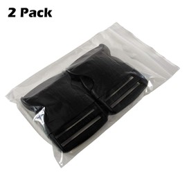 Craft County Hebillas planas de plástico de liberación lateral de 2 pulgadas – Hebillas resistentes para equipo de campamento, correas de mochila, riñoneras, collares de perro, correas de cámara, manualidades – Paquete de 2 hebillas negras de 2 pulgadas