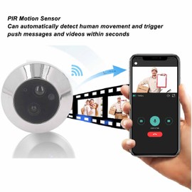 1080P Ring Peephole Camera, 4.3 inch IPS LCD Peep Hole Camera for Front Door , 20 Degree Viewing Night Vision Intercom Digital Door Viewer for Home Security