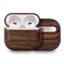 STREIFHOLZ - AirPods H√ºlle f√ºr Airpods 4; Airpods Pro 1+2.Gen; Airpods 3; Airpods 4; personalisiert mit Gravur, Schutzh√ºlle aus Holz, Anh√§nger mit abnehmbaren Lederband