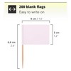 H&S 200 Toothpick Flags Blank White Cheese Cake Markers Flags