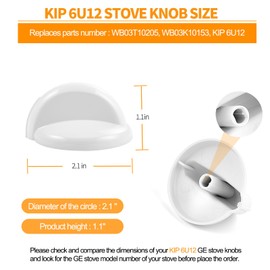 4 Pcs KIP 6U12 Stove Knob Replacement for GE Stove Parts, WB03T10205 Burner Knobs for GE Range Parts White Plastic Surface Burner Control Knob GE Range Cooktop Knobs
